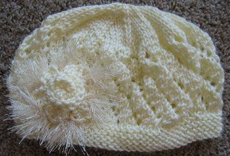 Lace Beret with Knitted Flower